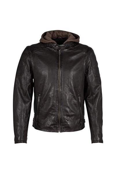 mauritius Geaca de Piele Barbati Maro Inchis Rylo