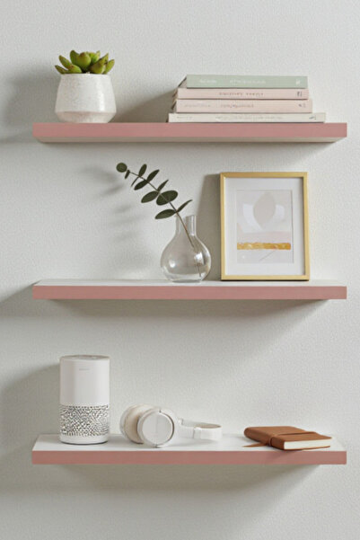 SürLaz 3'Lü Duvar Rafı Uçan Raf Dekoratif Raf 80 cm Çocuk Odası Rafı