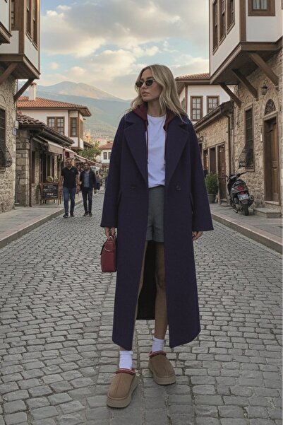 Barbora Kışlık Astarlı Sırtı Detaylı Kadın Kaşmir Kaban