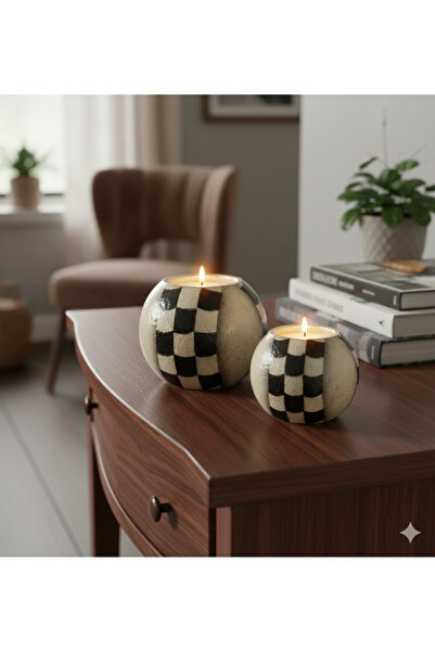 SENZATEMPO DECOR Homelundis, Damalı Mumluk (1 Adet )