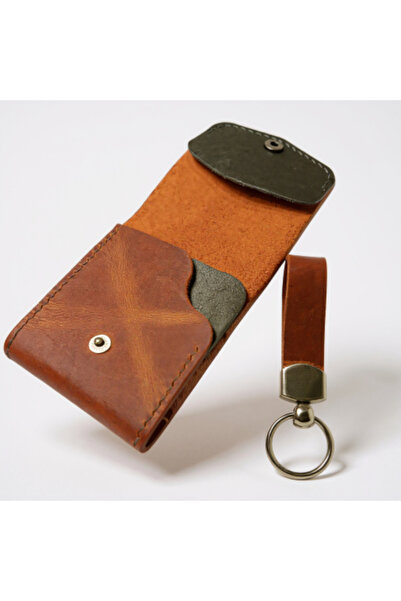 HELİSA ACCESSORİES Genuine Leather Handmade Card Holder Wallet and Keychain S...