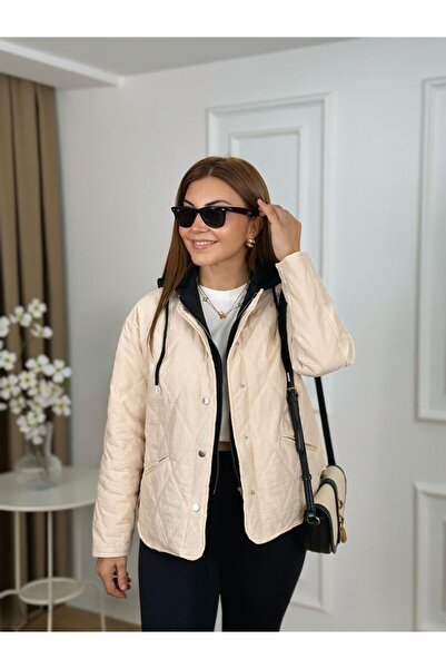 TLG GİYİM Women's Kapişon Garni Detailed Quilted Coat