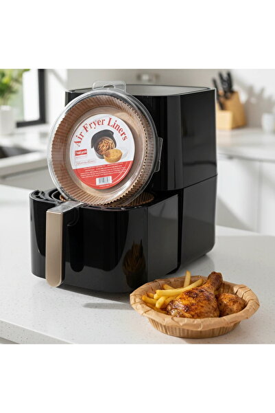 Next Trend Hârtie Copt Air Fryer Rotundă 20 cm, Antiaderentă, Margini Înalte 4.5 cm