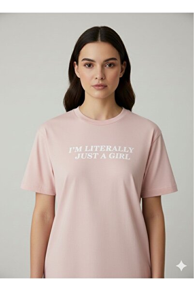 BUWOM Γυναικείο μπλουζάκι με στάμπα Just Girl σε μεγάλο μέγεθος