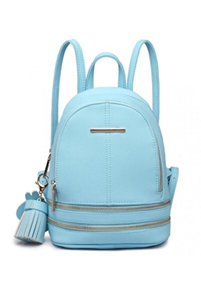 Miss Lulu Casual Backpack for Women with Pom-Pom, Milano LT1705BE Blue