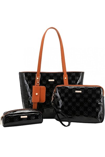 Miss Lulu Σετ γυναικείων τσαντών, 4 τεμάχια, από γυαλιστερό δέρμα