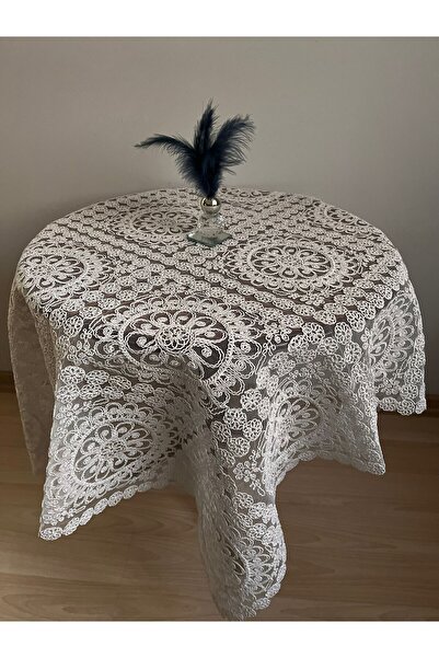 BRL ÇEYİZ HOME Fiskos Masa Örtüsü Tül Güpürlü Çeyizlik