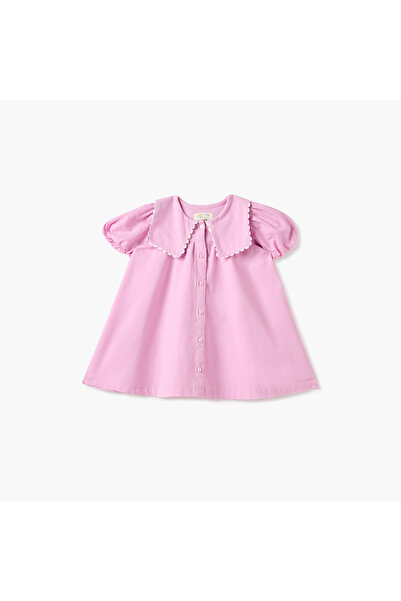 Juniors Solid Sailor Collar Dress with Short Sleeves