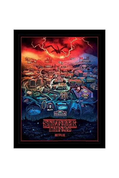 ALAYRA International ملصق ألايرا للموسم الرابع من مسلسل Stranger Things (تصميم مدينة هوكينز) 30 سم × 40 سم - منتجات ترويجية