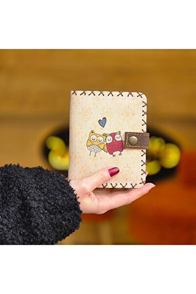 HOODİEMOUSE Small Wallet with Owl Figure, Symbol of Love (Bohemian Retro Vint...