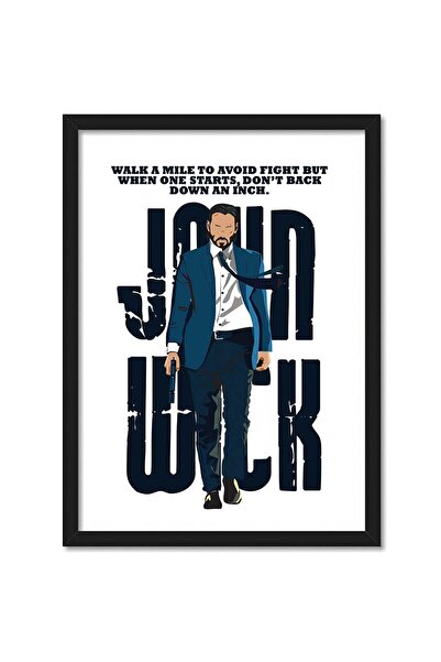 ALAYRA International ALAYRA - ملصق جون ويك الفني البسيط بإطار زجاجي (10 × 13 ...