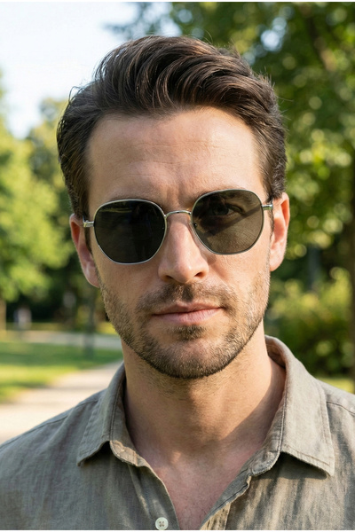 TARSS Harley Silver Metal Men's Sunglasses Geometric Design |   Uv400