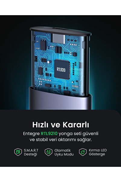 Ugreen USB-C Female to M.2 M-Key SSD Disk Kutusu, 10902