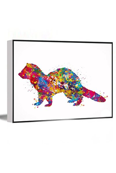 ALAYRA International ملصق جداري ألايرا، لوحة جدارية مطبوعة عليها صورة حيوان ابن عرس، مقاس 8 × 12 بوصة بإطار، مثالية لغرفة المعيشة