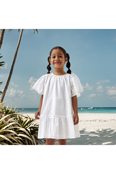 Juniors فستان منقوش بأكمام واسعة