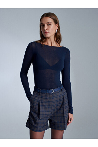 Dilvin 32122 Boat Neck Modal Cashmere Ultra Light Blouse