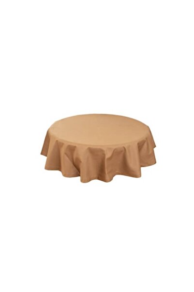 Bosfor Decor Față de masă rotundă, culoare uni, bumbac teflonizat, maro, 150 cm