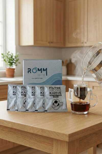 Romm Coffee 3 Kutu 5 li Pratik Tek Kullanımlık Öğütülmüş Filtre Kahve ( Kulla...