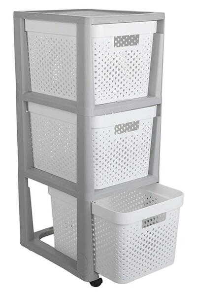 East from Noon طقم أدراج بلاستيكية من 3 طبقات - خزانة تخزين قائمة بذاتها بالل...