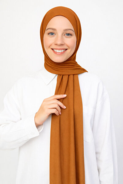 moda nokta Women's Tan Combed Cotton Shawl