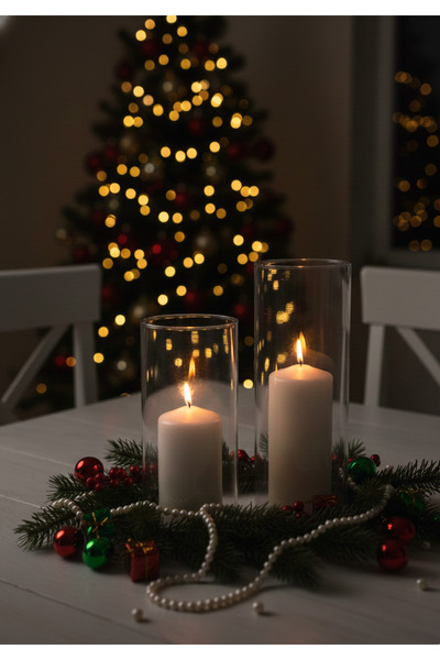 Glowdesigning İkili Set Silindir Cam Vazo Mumluk Masa Süsü Dekoratif ev eşyas...