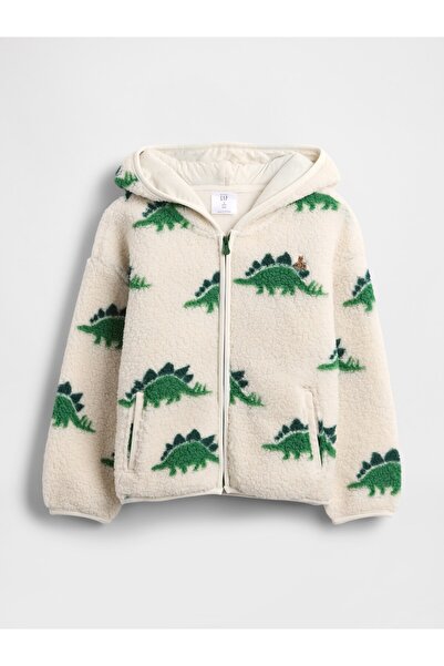 GAP Erkek Bebek Kırık Beyaz Sherpa Fermuarlı Sweatshirt