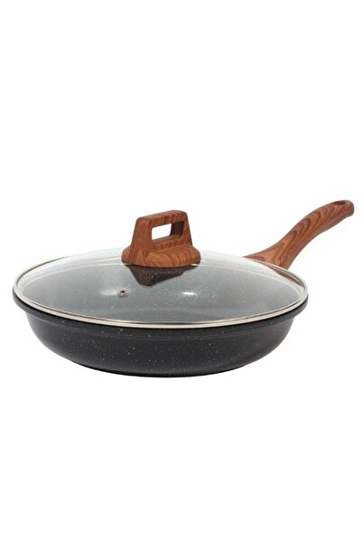 Eslite Life طقم مقلاة 24 سم مع غطاء زجاجي - ألومنيوم، طلاء سيراميك مانع للالت...