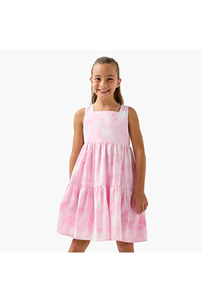 Juniors All-Over Print Tiered Sleeveless Dress