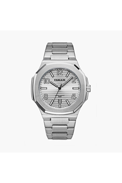 Omax Men's 42MM Silver Analog Metal Strap Watch | 00BFD003V028