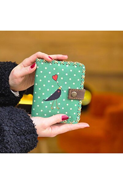 HOODİEMOUSE Crow Love Patterned Small Women's Wallet - Ethnic Retro Bohemian Handmade
