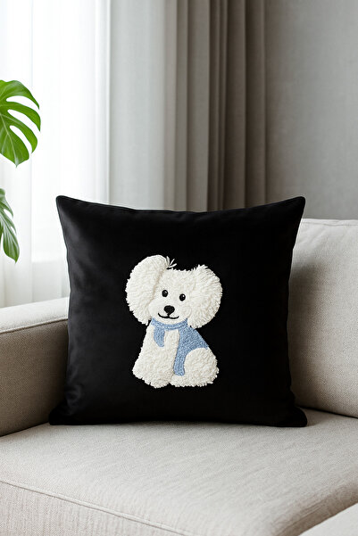 Merfico Fluffy Friend Throw Pillow Cover Dog Pattern Pillow