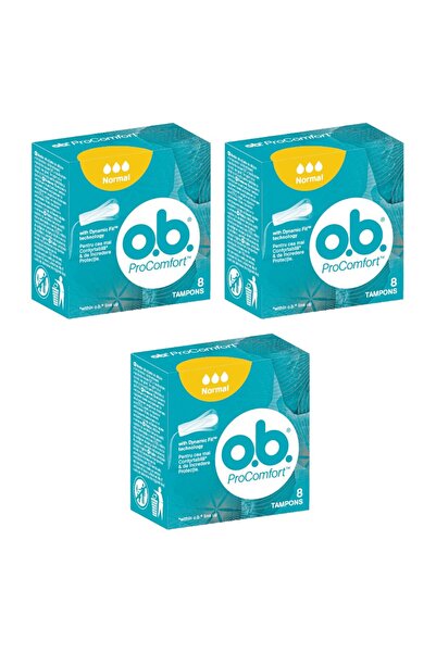 o.b. OB Procomfort Normal Tampons, 8 Pieces / Box, 3 Boxes