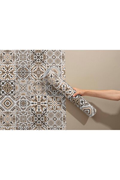 Grown Geometrik Karo Desenli Duvar Kağıdı • Bej ve Kahverengi Duvar Resmi Ken...