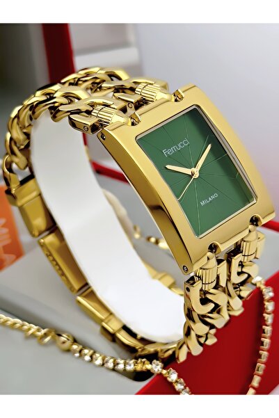 Ferrucci Steel Chain Cord Women's Wristwatch 3 Atm Water Resistant 2 Years Warranty + Bracelet Gift