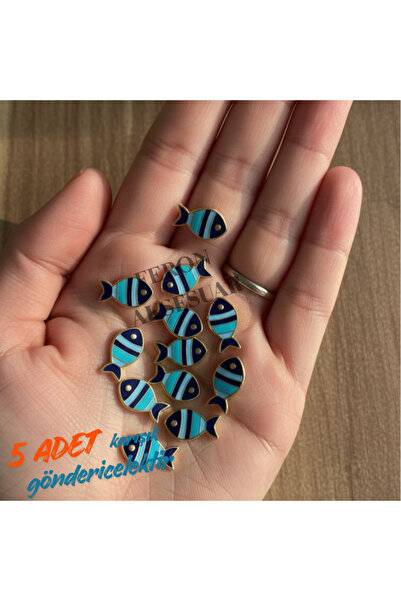 Feron Aksesuar Şans Balığı Mineli Kolye Ucu Charm ( 5 ADET )