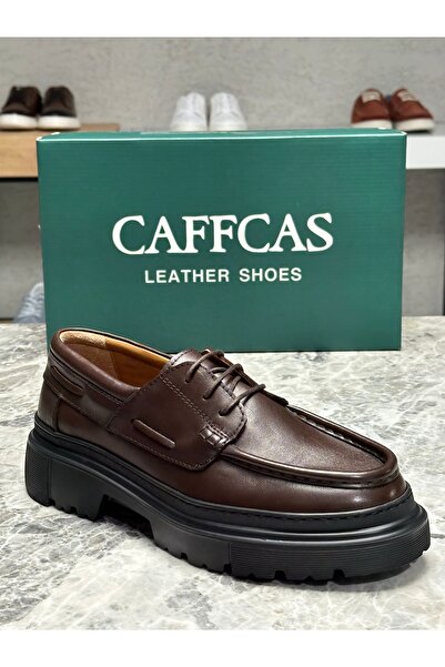 Caffcas حذاء رجالي كاجوال مصنوع يدويًا من الجلد الطبيعي باللون البني 1308-لندن