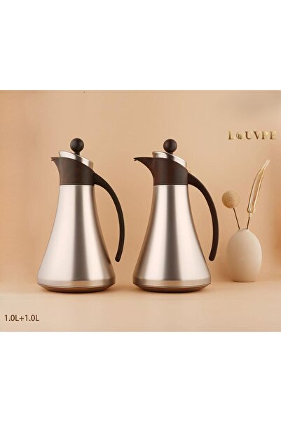 lovure طقم ترامس للشاي والقهوة ستيل بتصميم أنيق حجم 1/1 لتر