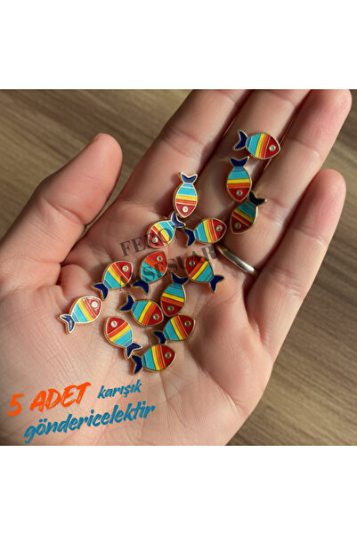 Feron Aksesuar Şans Balığı Mineli Kolye Ucu Charm ( 5 ADET )