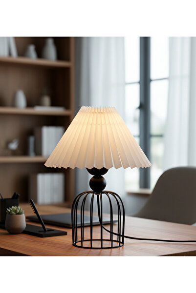 Decodelight Black Cylinder Wire Leg Bulk Metal Leg 22' Pleated White Hat Mini...