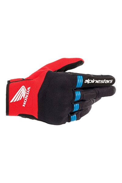 Alpinestars Honda Copper Korumalı Motosiklet Eldiveni Siyah Kırmızı Mavi