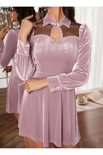 Modayakamoz Rochie mini din catifea pentru femei, la modă, de Anul Nou, cu mâ...