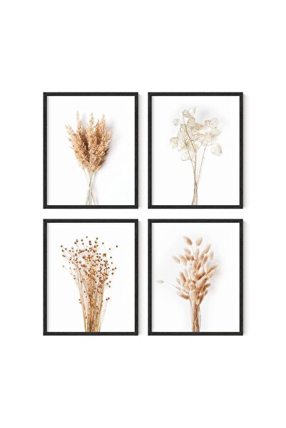 ALAYRA International مطبوعات ألايرا النباتية - مجموعة من 4 ملصقات زهرية، ديكو...