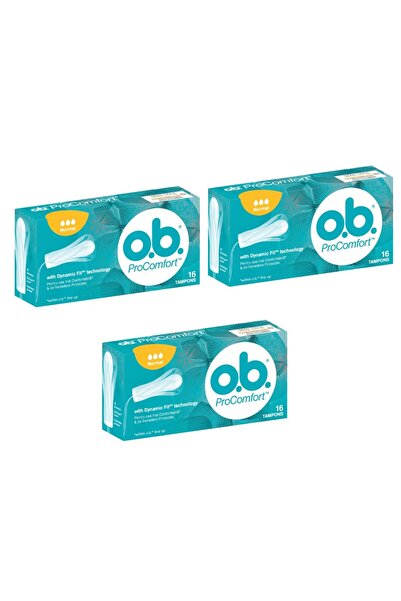 o.b. OB Procomfort Normal Tampons, 16 Pieces / Box, 3 Boxes
