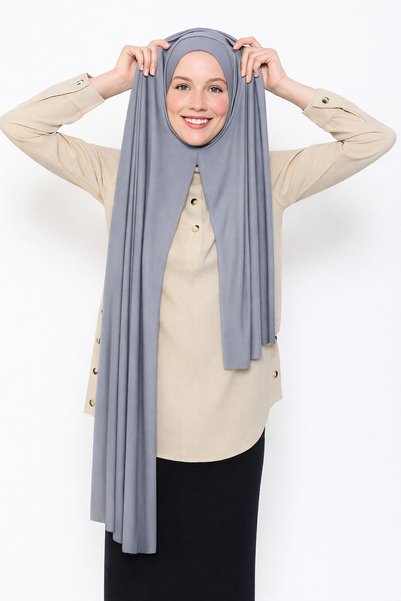 moda nokta شال فاخر من القطن العضوي الممشط المسطح جاهز للارتداء، متناسق باللون الرمادي