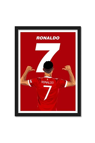 ALAYRA International ملصق مؤطر لكريستيانو رونالدو، لاعب مانشستر يونايتد، متعدد الألوان، مطبوع، مقاس 10 × 13 بوصة، مناسب للغرف والمكاتب