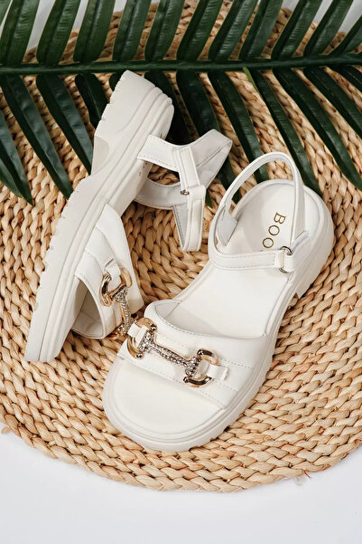 Zaira Sandale fete albe din piele ecologica Camille2 #21932 - 34