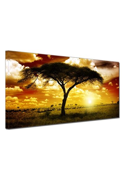 ALAYRA International لوحة فنية كبيرة من ALAYRA، منظر غروب الشمس على شجرة أفري...