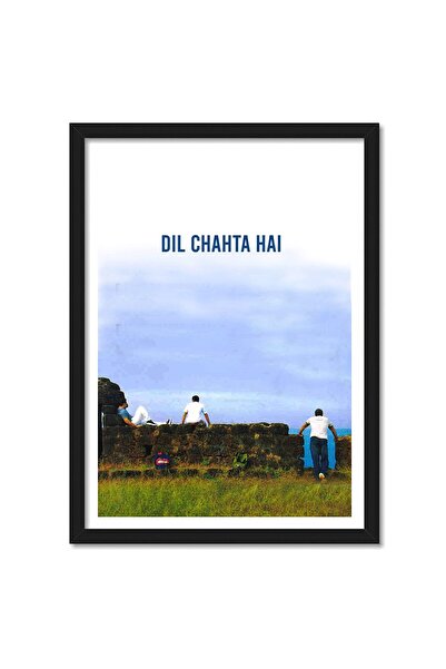 ALAYRA International ملصق بوليوود من ALAYRA زجاج شبكي Dil Chahta Hai ملصق فني مؤطر للفيلم مطبوع متعدد الألوان مقاس 10 بوصة