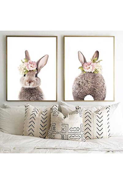 ALAYRA International لوحة جدارية مطبوعة وملصق بتصميم أرنب بسيط من ALAYRA لغرف...