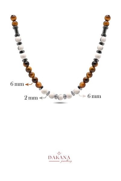 DAKANA JEWELLERY Certified Howlite Stone Scorpio Zodiac Sign Men's Natural Stone Necklace